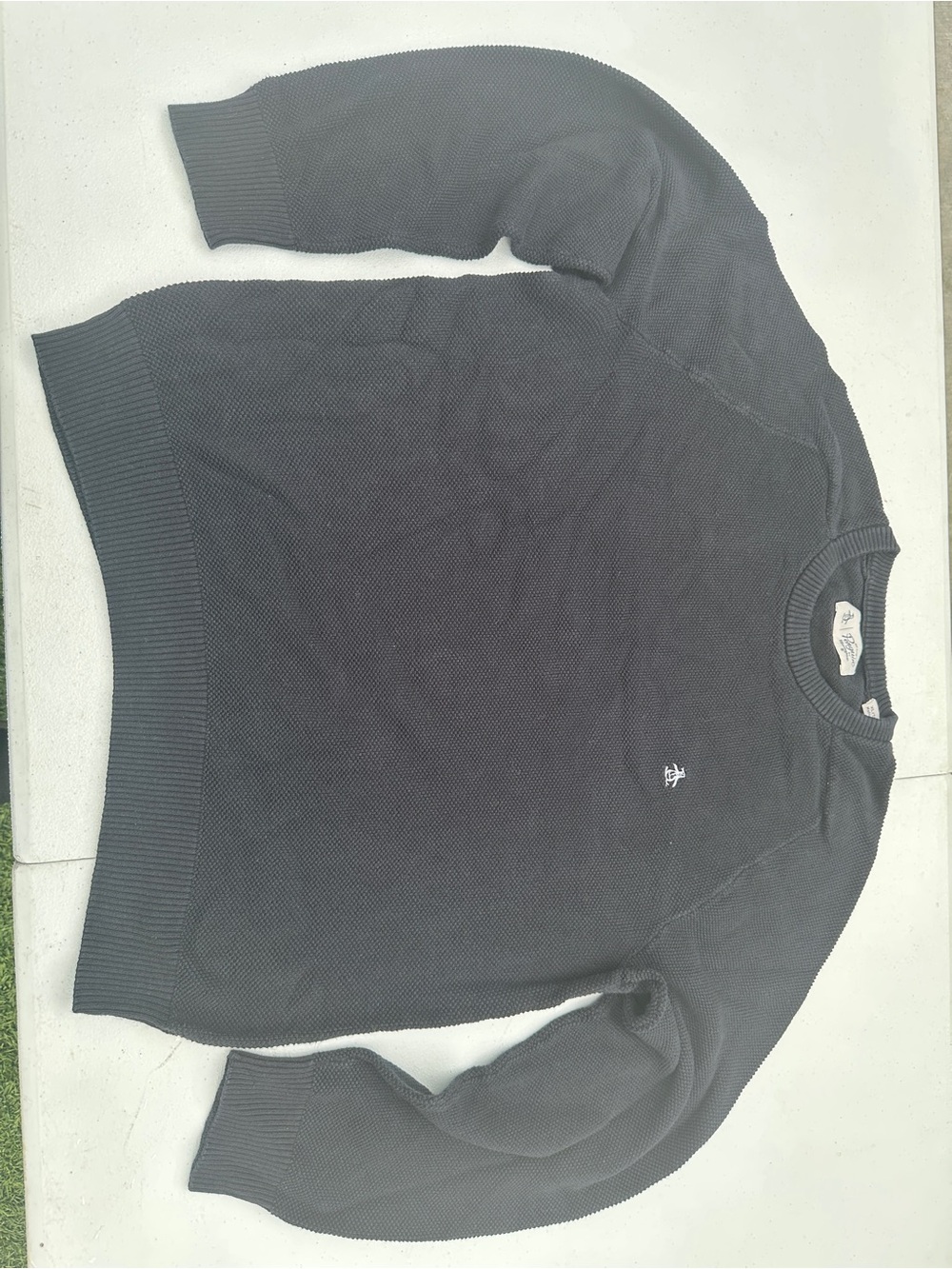 Original Penguin Men's Crewneck Textured Sweater - Charcoal